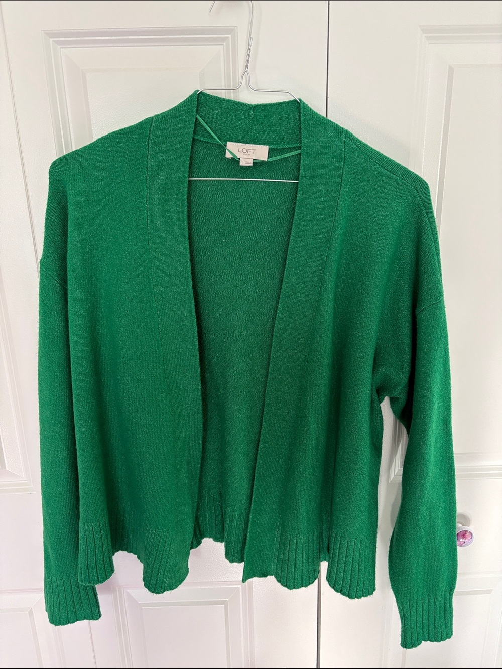 LOFT Outlet—Emerald Green Open Cardigan